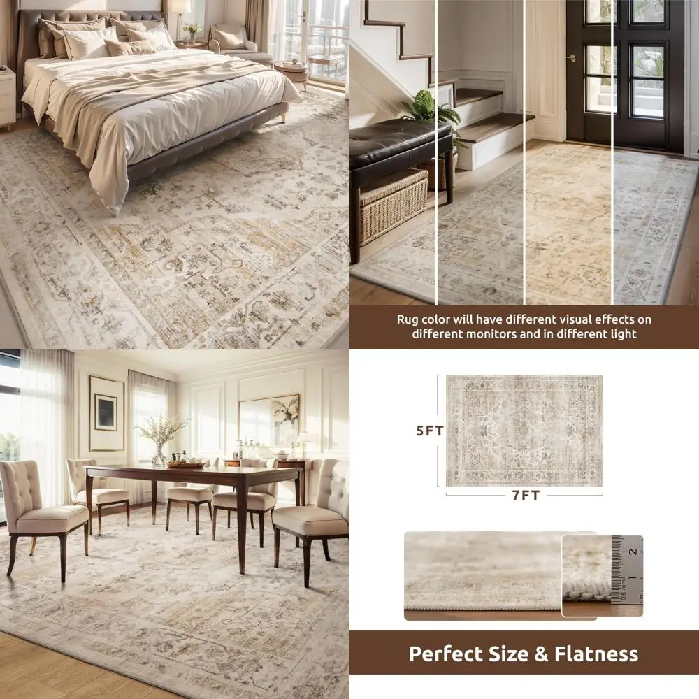 Vintage Beige Area Rugs - 5x7 for Living Room, Non-Slip, Washable, Suitable for Dining Room, Office, and Bedroom Under Furniture
Vintage Beige Area Rugs - 5x7 for Living Room, Non-Slip, Washable, Suitable for Dining Room, Office, and Bedroom Under Furniture