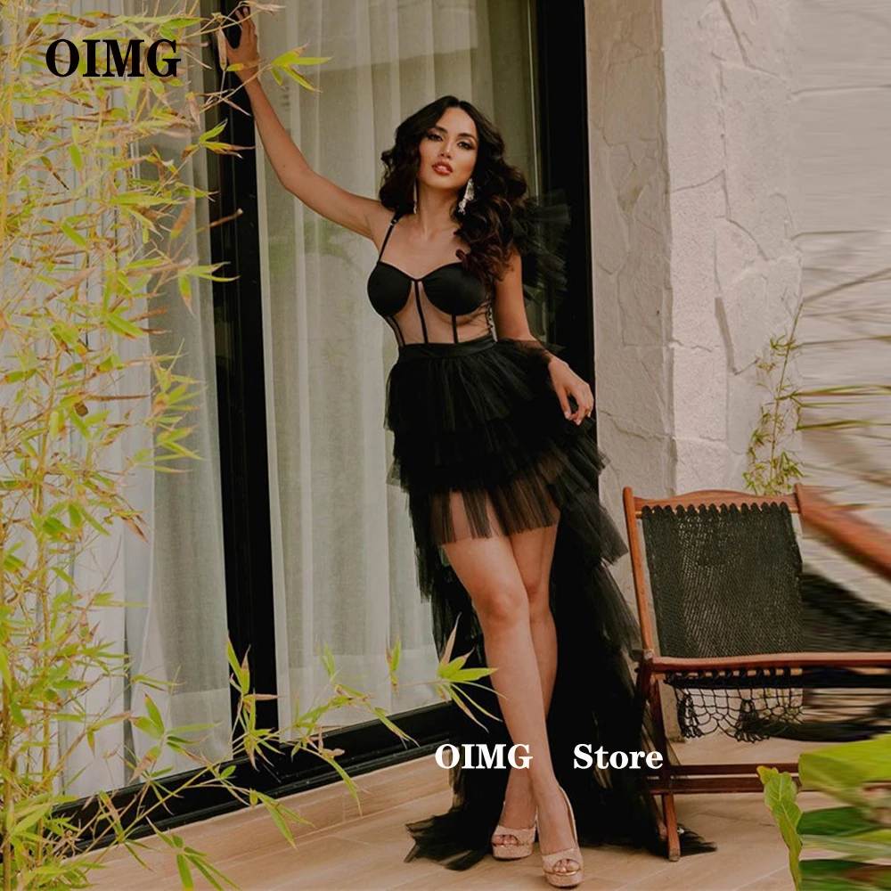 OIMG Black Short Front Long Back Prom Party Dresses Beach Spaghetti Straps Sweetheart Layered Skirt African Evening Gowns
OIMG Black Short Front Long Back Prom Party Dresses Beach Spaghetti Straps Sweetheart Layered Skirt African Evening Gowns