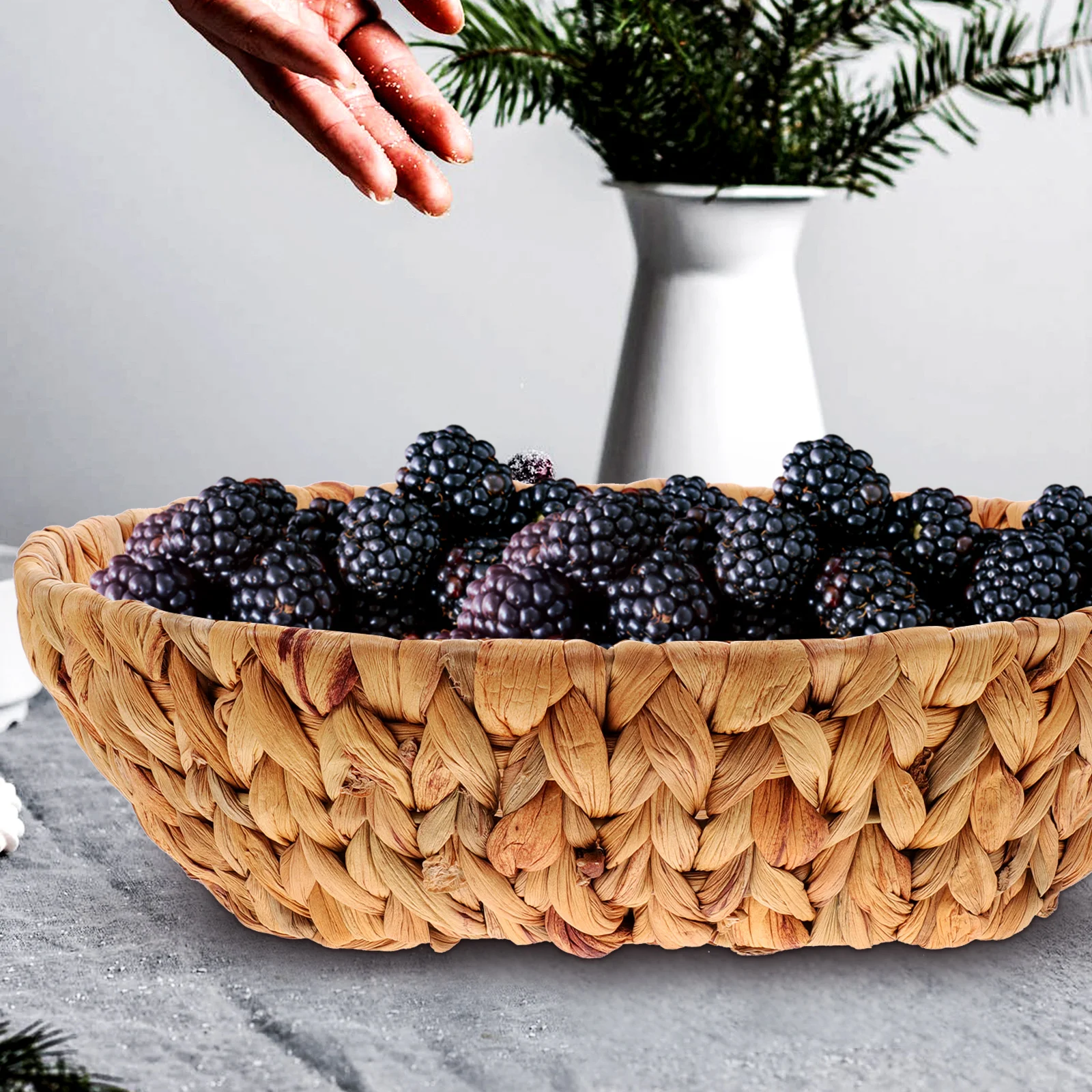 Woven Round Storage Basket Handmade Tabletop Organizer Tray for Fruit Snack Bread Sundries Round Basket Tray
Woven Round Storage Basket Handmade Tabletop Organizer Tray for Fruit Snack Bread Sundries Round Basket Tray