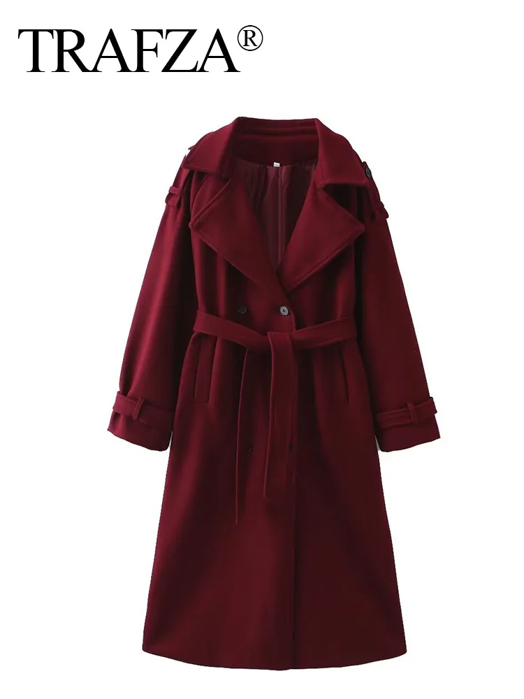 TRAFZA Winter Coat Woman Trendy Solid Turn-Down Collar Long Sleeves Pockets Belt Decoration Double Breasted Female Thick Coat
TRAFZA Winter Coat Woman Trendy Solid Turn-Down Collar Long Sleeves Pockets Belt Decoration Double Breasted Female Thick Coat