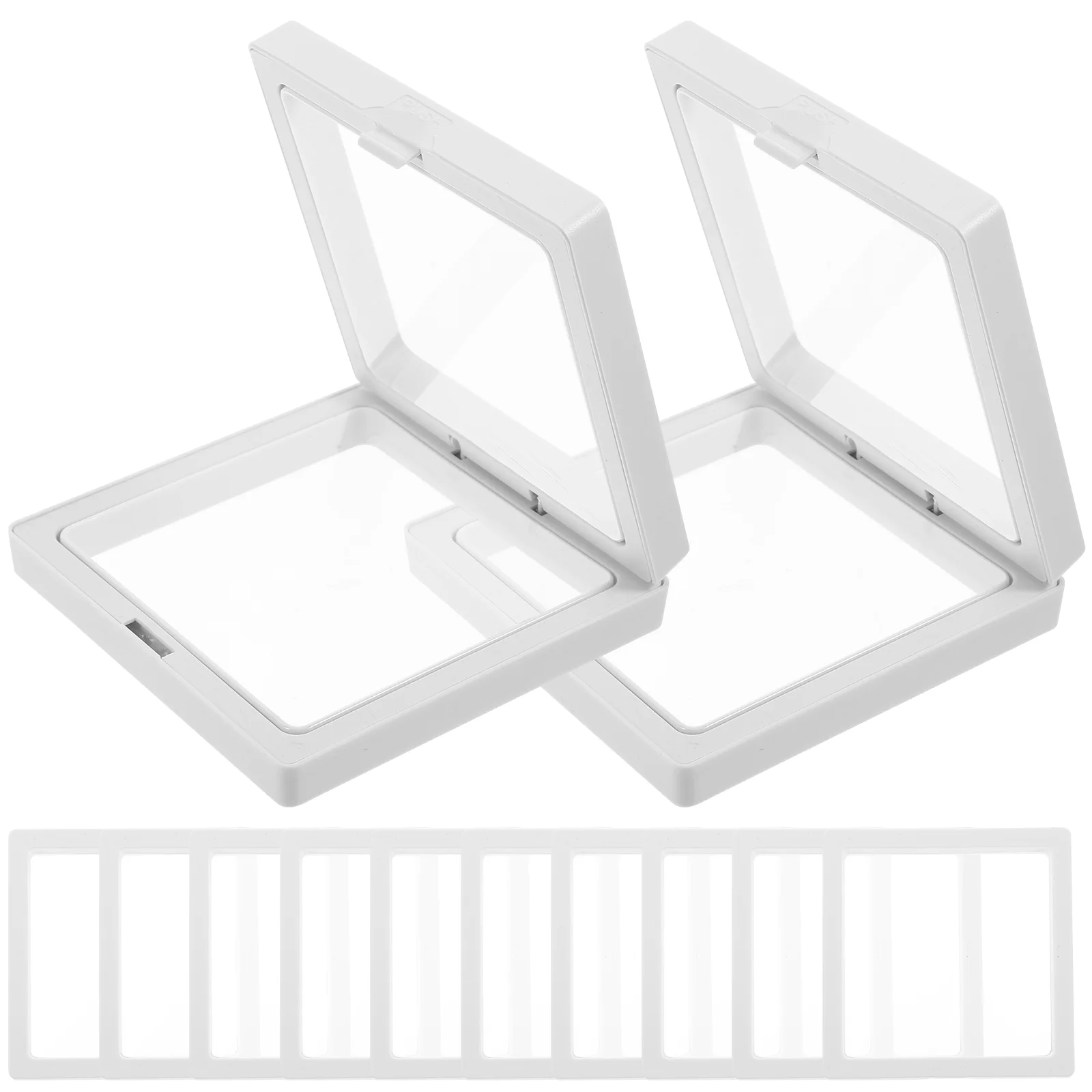 12 Sets 9x9x2cm Transparent PE Film Boxes Floating Display Frames for Jewelry Medals Dustproof Waterproof Desktop Decor
12 Sets 9x9x2cm Transparent PE Film Boxes Floating Display Frames for Jewelry Medals Dustproof Waterproof Desktop Decor