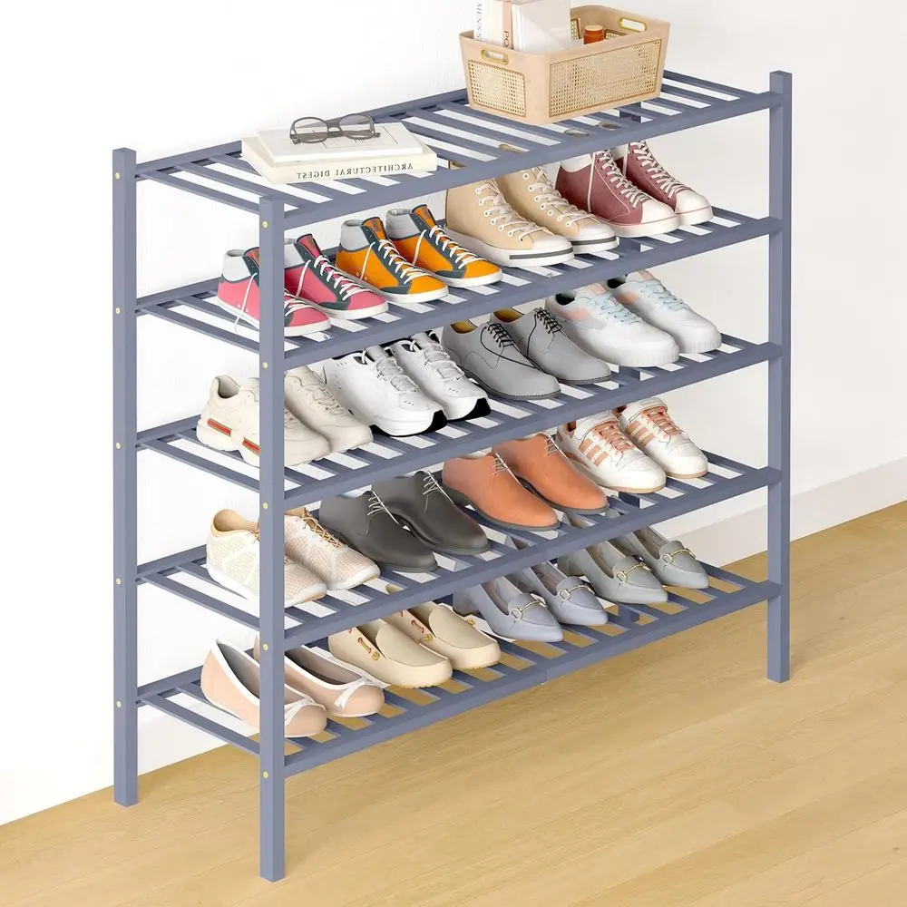 5-Tier Stackable Wooden Shoe Rack for Closet, Long Shoe Organizer, Free Standing Storage Shelf for Entryway, Grey
5-Tier Stackable Wooden Shoe Rack for Closet, Long Shoe Organizer, Free Standing Storage Shelf for Entryway, Grey