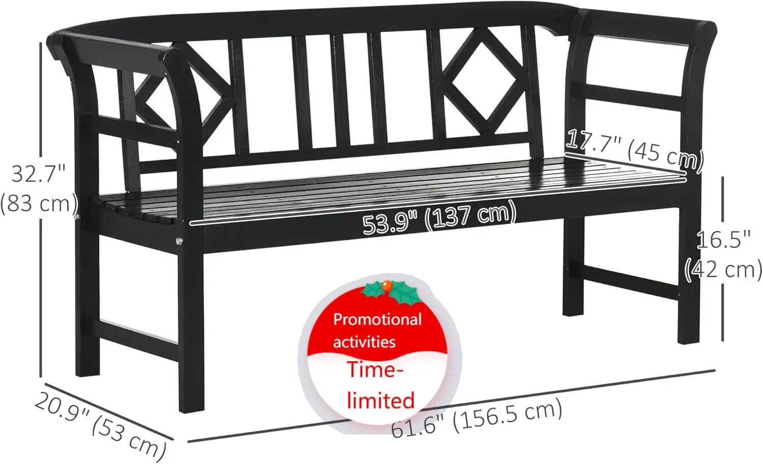 Outsunny Wooden Patio Bench, Outdoor Garden Bench with Backrest and Armrests, 3 Person Porch Bench with Rustic Country Diamond P
Outsunny Wooden Patio Bench, Outdoor Garden Bench with Backrest and Armrests, 3 Person Porch Bench with Rustic Country Diamond P