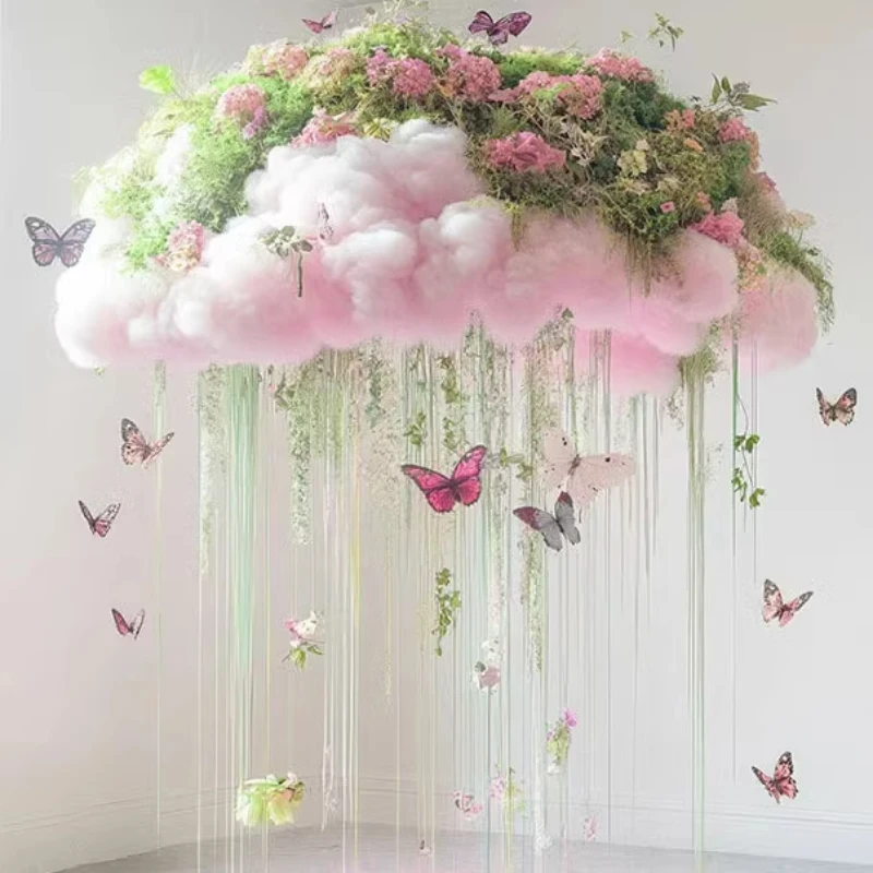 Simulation color cotton cloud pendant three-dimensional wedding stage background
Simulation color cotton cloud pendant three-dimensional wedding stage background