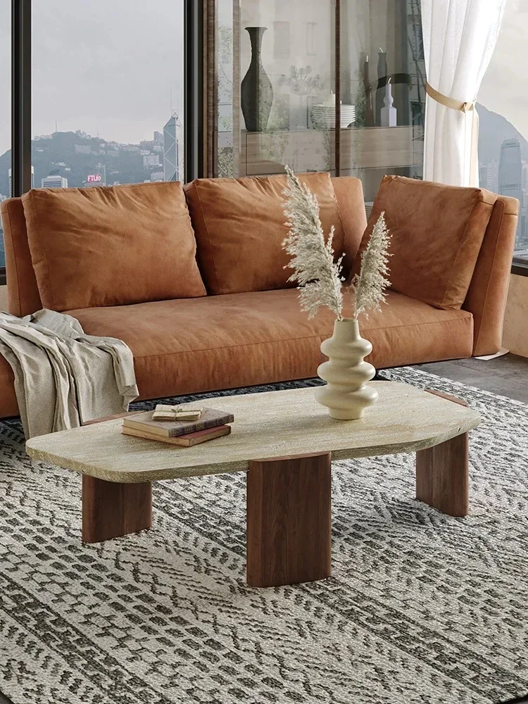 Wabi Sandy Wind Solid Wood Travertine Coffee Table Shaped Marble Modern Simple Light Luxury Premium Sense
Wabi Sandy Wind Solid Wood Travertine Coffee Table Shaped Marble Modern Simple Light Luxury Premium Sense
