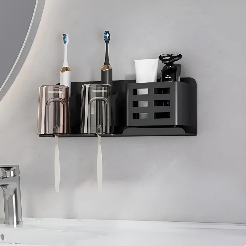 1pcs Toothbrush Cup Holder Set Space Aluminum Matte Black Punch Free Multi-functional Bathroom Storage Rack
1pcs Toothbrush Cup Holder Set Space Aluminum Matte Black Punch Free Multi-functional Bathroom Storage Rack