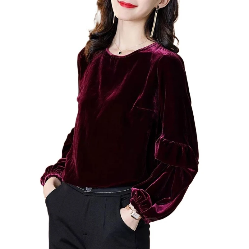 2024 Long Sleeves Velvet Blouses Women' Autumn Winter Ruffles Sleeves Elegant Top Casual Loose Big Size Fashion Female Clothing
2024 Long Sleeves Velvet Blouses Women' Autumn Winter Ruffles Sleeves Elegant Top Casual Loose Big Size Fashion Female Clothing