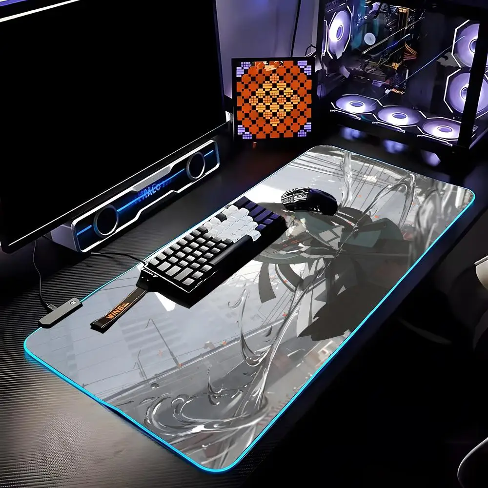 Zenless Zone Zero Hoshimi Mouse Pad RGB HD Mousepad Pad Rug Desk Mat Computer Gaming PC Accessories Rubber Keyboard LED Mats