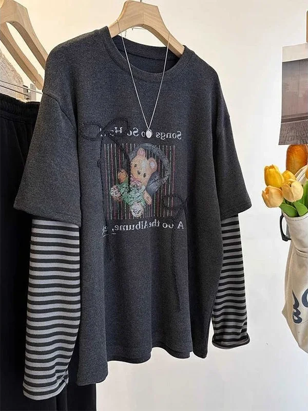 Spring 2026 Long Sve T-irt Large Size Trendy Bear Print Lazy Sle Age Reduction Couple Top Casual Sle round Ne
Spring 2026 Long Sve T-irt Large Size Trendy Bear Print Lazy Sle Age Reduction Couple Top Casual Sle round Ne