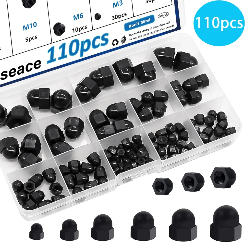 Black Nylon Cap Type Nuts 110pcs Plastic Integral Screw Cap Hexagonal Cap Female M3-M10 Nuts Accessory Wholesale
Black Nylon Cap Type Nuts 110pcs Plastic Integral Screw Cap Hexagonal Cap Female M3-M10 Nuts Accessory Wholesale