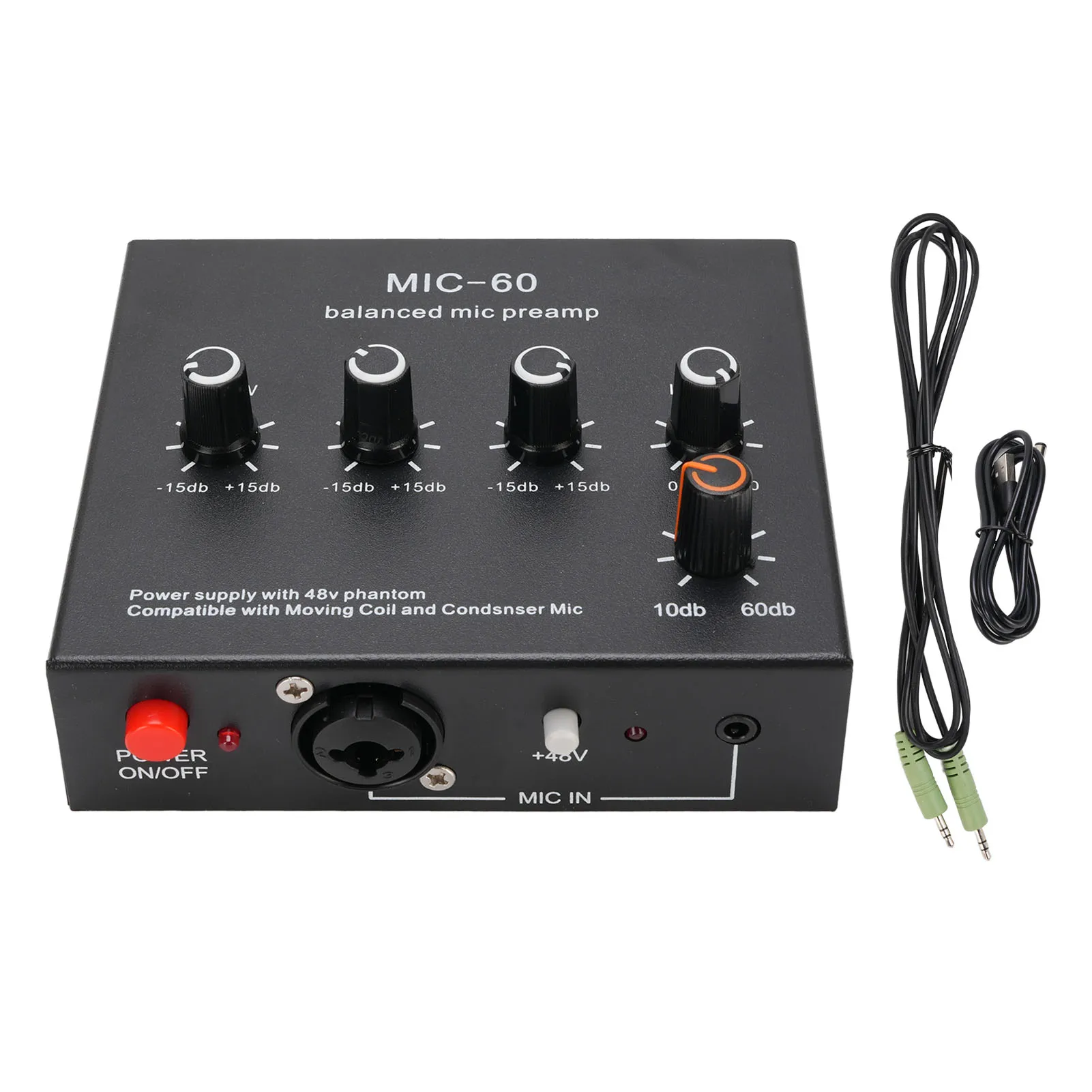 Microphone Preamp Mic Gain Booster 48V Power Supply Mic Pre Amp Ideal for Dynamic Condenser XLR 3.5mm 6.35mm Inputs Outputs
Microphone Preamp Mic Gain Booster 48V Power Supply Mic Pre Amp Ideal for Dynamic Condenser XLR 3.5mm 6.35mm Inputs Outputs