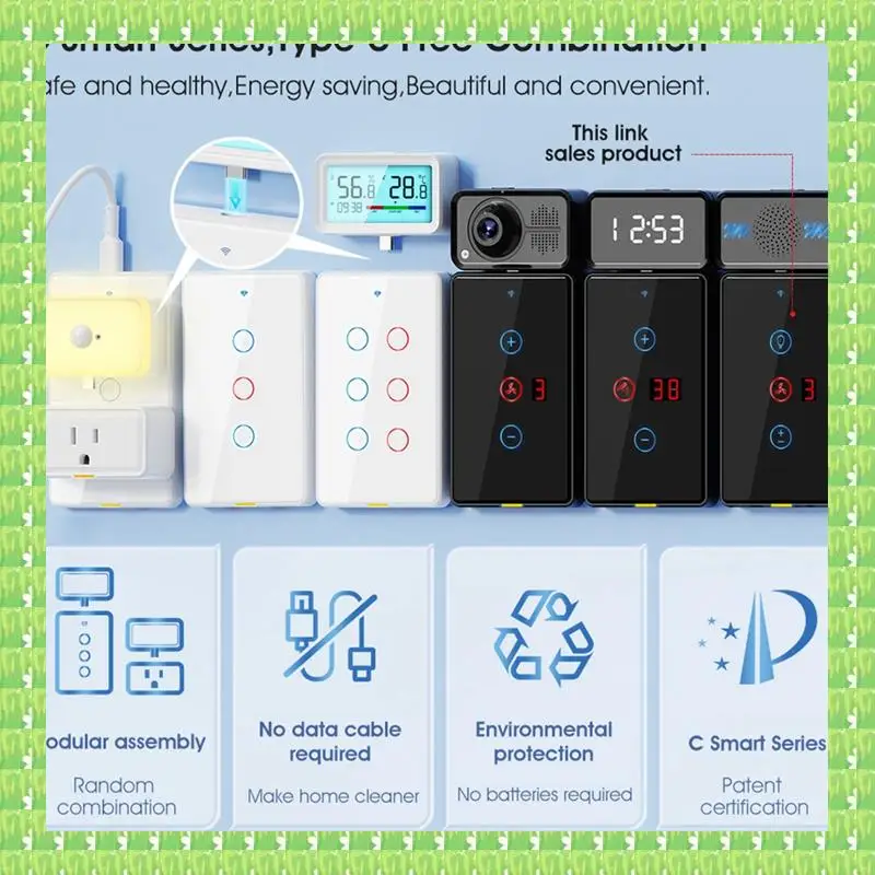Wifi Fan Light Switch Wall Remote Control Touch Panel Switch For Smart Home Tuya APP Voice Timing Control US-Plug Black
Wifi Fan Light Switch Wall Remote Control Touch Panel Switch For Smart Home Tuya APP Voice Timing Control US-Plug Black