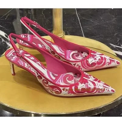 Red Flower Print High Heel Sandals Women Low Stiletto Slingback Pump Pointed Shallow Heel Crystal Blue Elegant Party Dress Shoes
Red Flower Print High Heel Sandals Women Low Stiletto Slingback Pump Pointed Shallow Heel Crystal Blue Elegant Party Dress Shoes