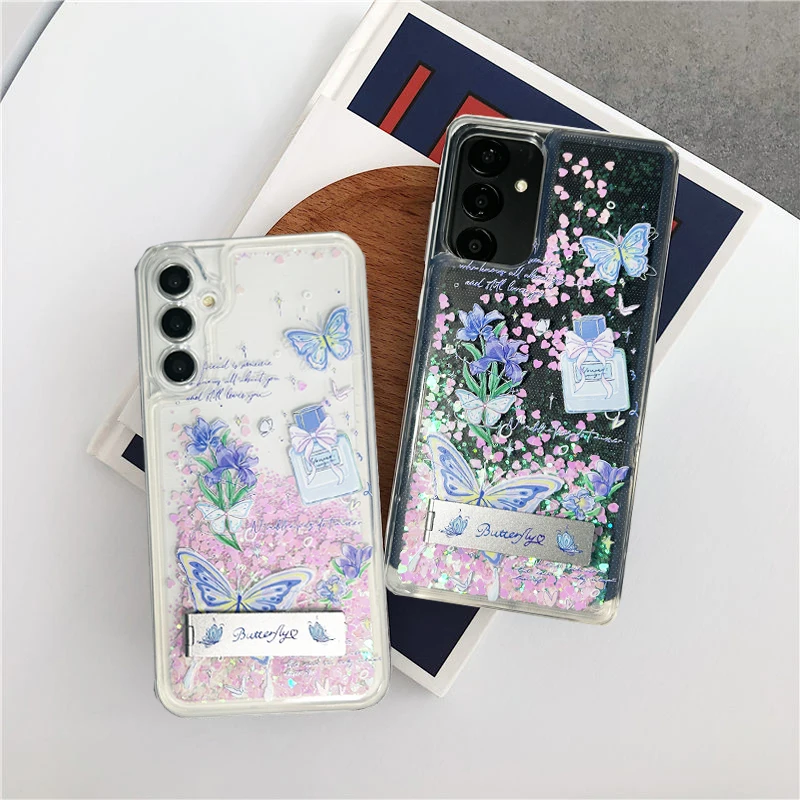 Блестящий чехол-подставка для флакона духов с бабочкой и рисунком для Samsung A14 A15 A05S A34 A54 A03S A04S A24 A25 A55, чехол для телефона 
Блестящий чехол-подставка для флакона духов с бабочкой и рисунком для Samsung A14 A15 A05S A34 A54 A03S A04S A24 A25 A55, чехол для телефона