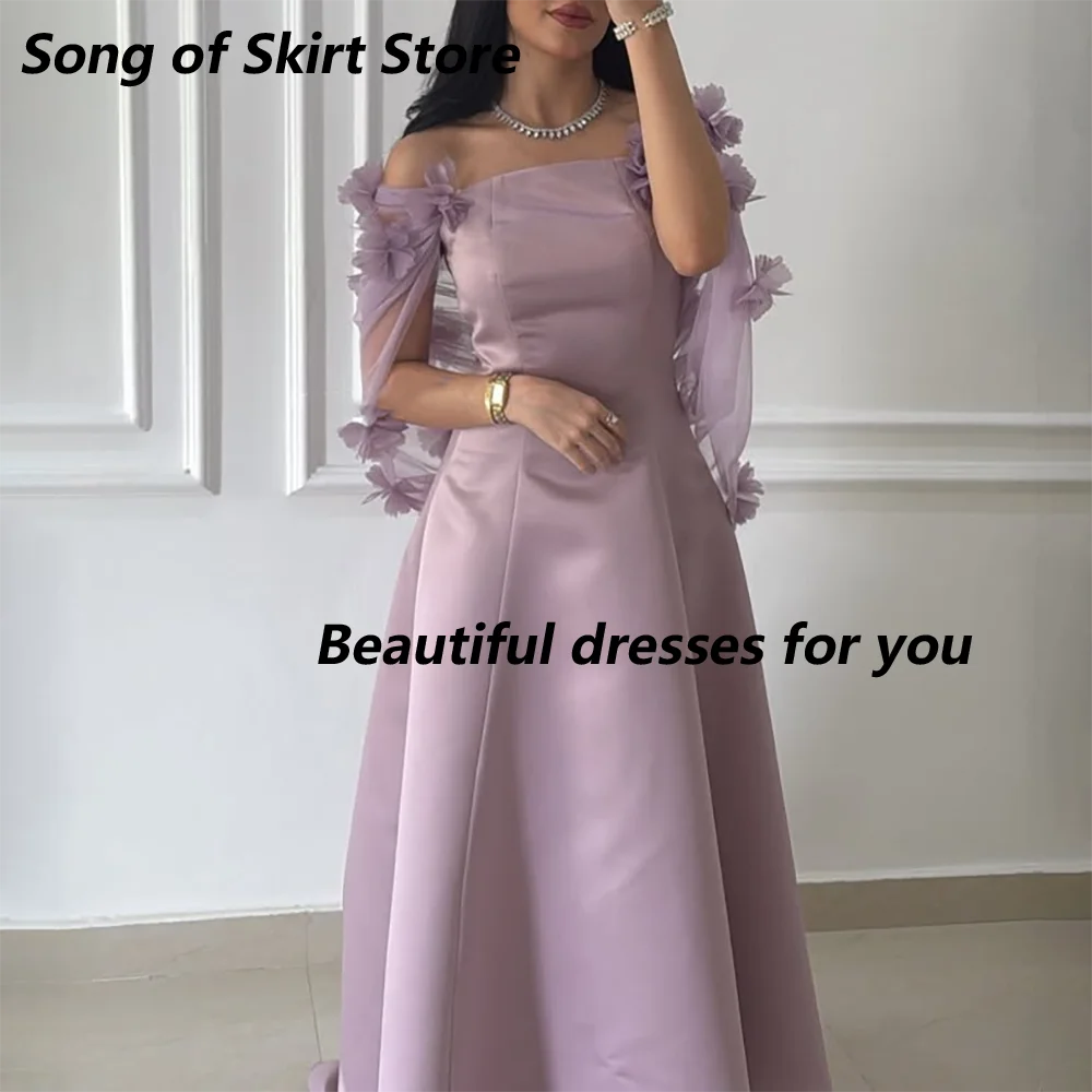 Elegant Off Shoudler Evening Dress with Flowers Shawl Pleat Satin Prom Dresses Floor Length Arabian Party Gown Customized
Elegant Off Shoudler Evening Dress with Flowers Shawl Pleat Satin Prom Dresses Floor Length Arabian Party Gown Customized