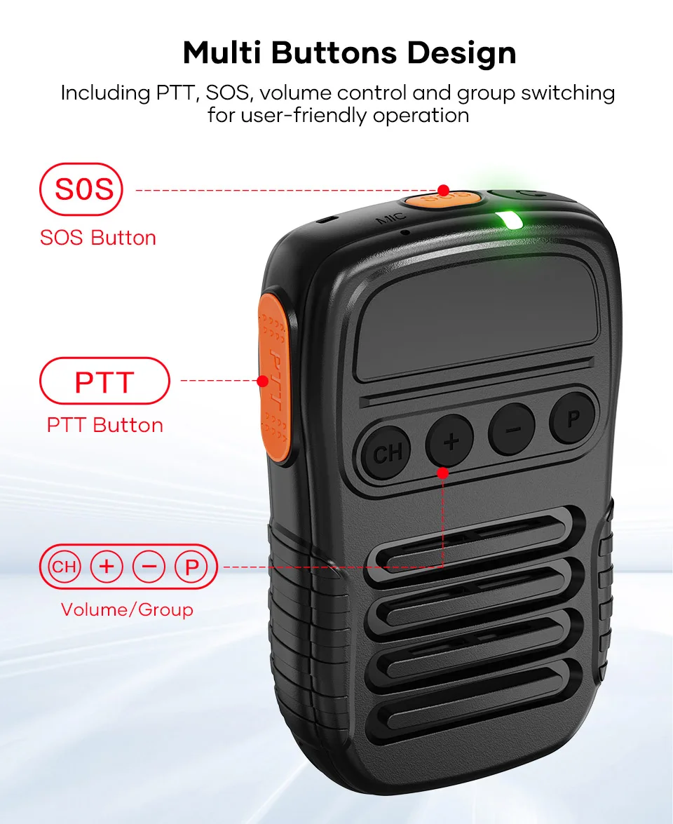 UNIWA BM008 Zello Walkie Talkie Zello SOS Button PTT Button 1800mAh POC Handheld Wireless BT Microphone for Android f400
UNIWA BM008 Zello Walkie Talkie Zello SOS Button PTT Button 1800mAh POC Handheld Wireless BT Microphone for Android f400