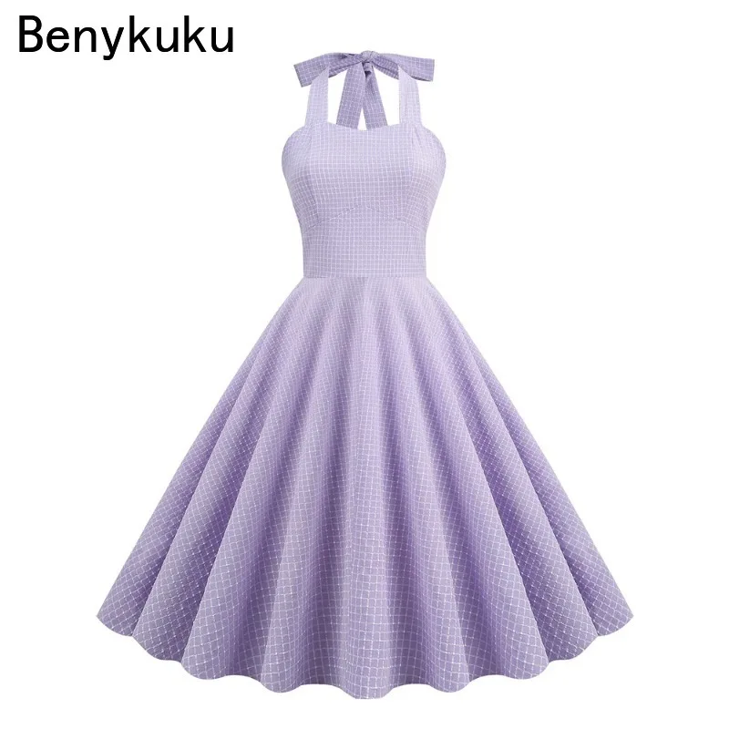 Lavender 50s Vintage Halter High Waist Dresses for Women Fit and Flare Backless Elegant Party Swing Dress Retro Summer Outfit
Lavender 50s Vintage Halter High Waist Dresses for Women Fit and Flare Backless Elegant Party Swing Dress Retro Summer Outfit