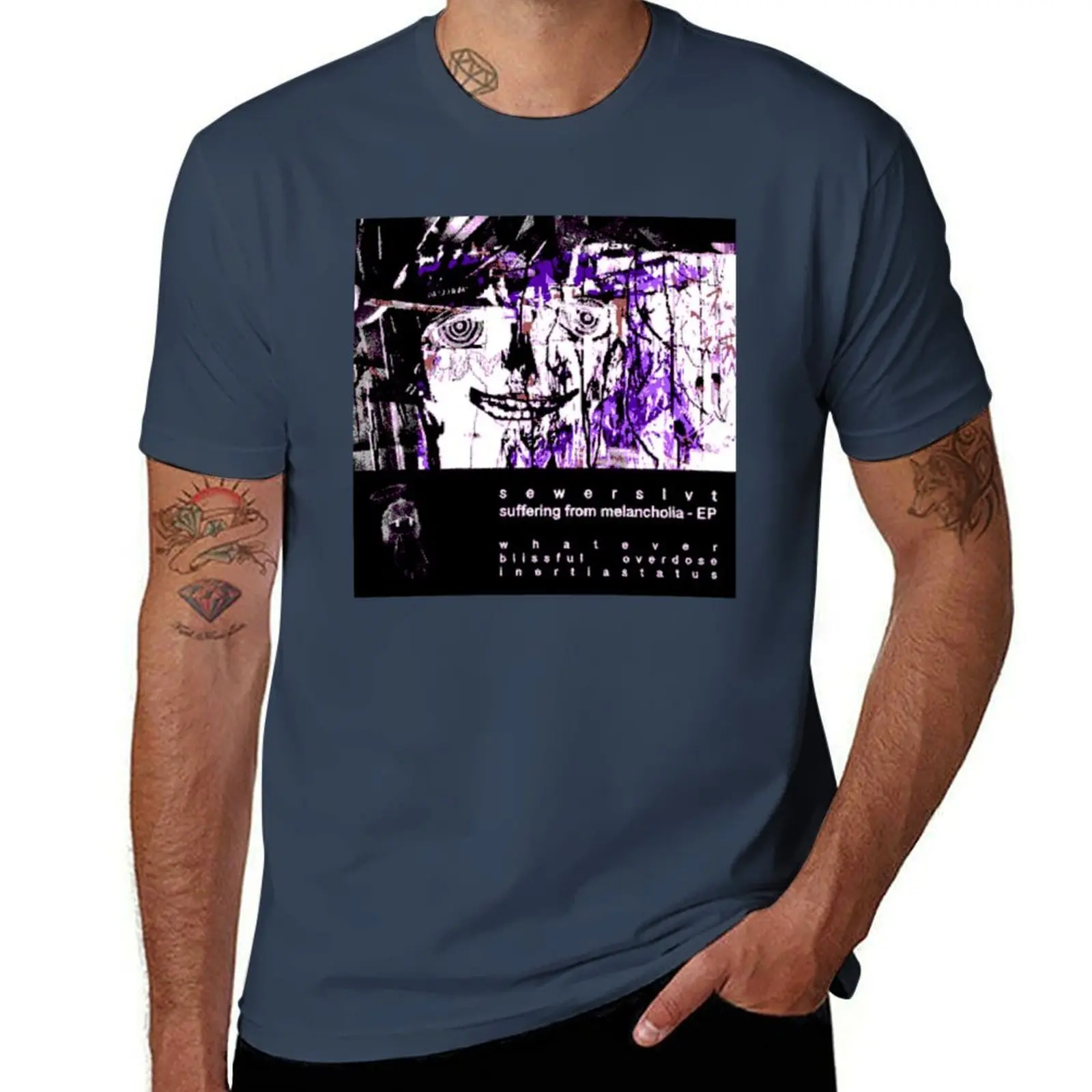 Sewerslvt suffering from melancholia album cover T-Shirt Basic Tee Shirt for Everyday Outfit
Sewerslvt suffering from melancholia album cover T-Shirt Basic Tee Shirt for Everyday Outfit