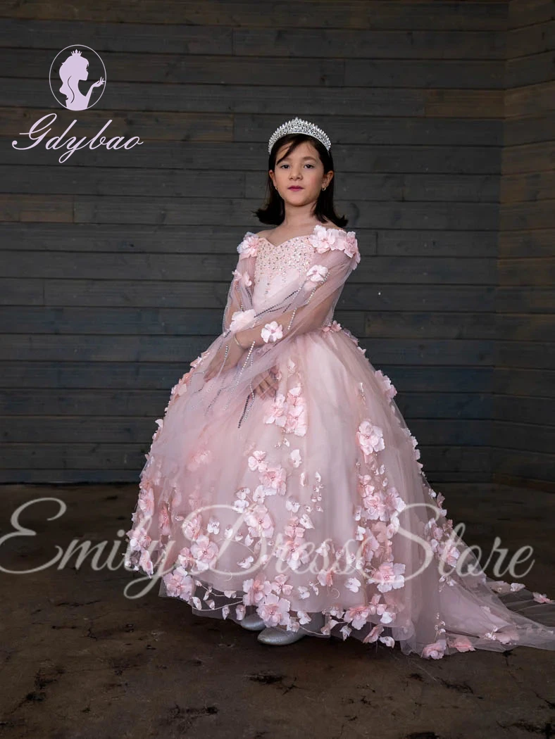 Customized Pink Luxury Flower Girl Dress For Wedding Off Shoulder 3d Applique Tulle Puffy Kids Birthday First Communion Gown
Customized Pink Luxury Flower Girl Dress For Wedding Off Shoulder 3d Applique Tulle Puffy Kids Birthday First Communion Gown
