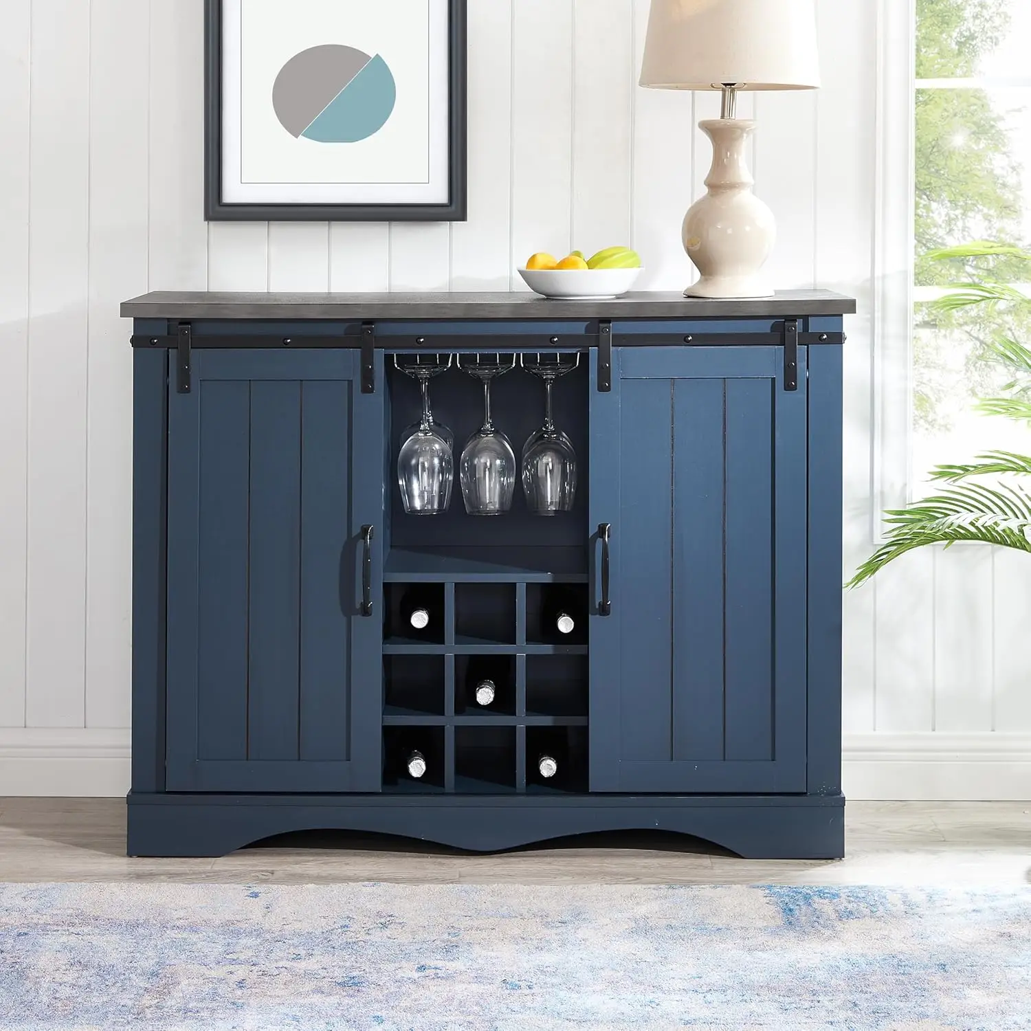 Wine Cabinet with 2 Sliding Barn Doors, Glass & Wine Rack, Storage Shelves Kitchen Coffee Bar Buffet Sideboard Cabinet
Wine Cabinet with 2 Sliding Barn Doors, Glass & Wine Rack, Storage Shelves Kitchen Coffee Bar Buffet Sideboard Cabinet