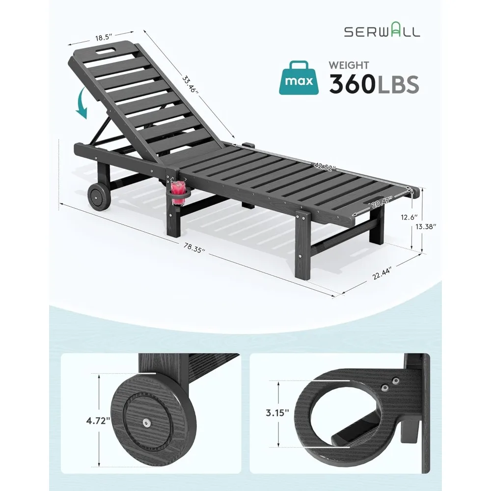 Outdoor Chaise Lounge Set of 4, Patio Lounge Chairs with 5 Positions Adjustable Reclining Backrest, HDPE Lounge, Customized
Outdoor Chaise Lounge Set of 4, Patio Lounge Chairs with 5 Positions Adjustable Reclining Backrest, HDPE Lounge, Customized