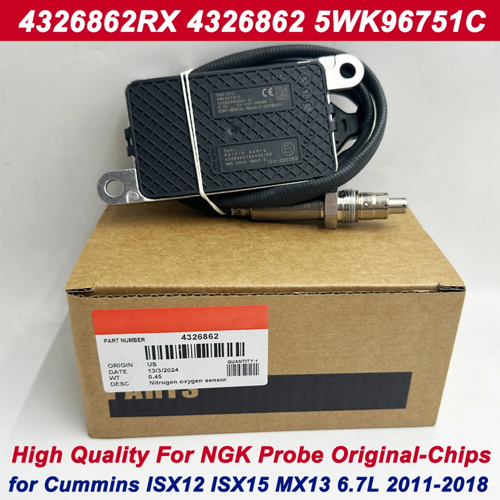 High Quality Nitrogen Oxygen Sensor OEM 4326862RX 4326862 5WK96751C for Cummins ISX12 ISX15 MX13 6.7L 2011-2018 24V Made In USA
High Quality Nitrogen Oxygen Sensor OEM 4326862RX 4326862 5WK96751C for Cummins ISX12 ISX15 MX13 6.7L 2011-2018 24V Made In USA