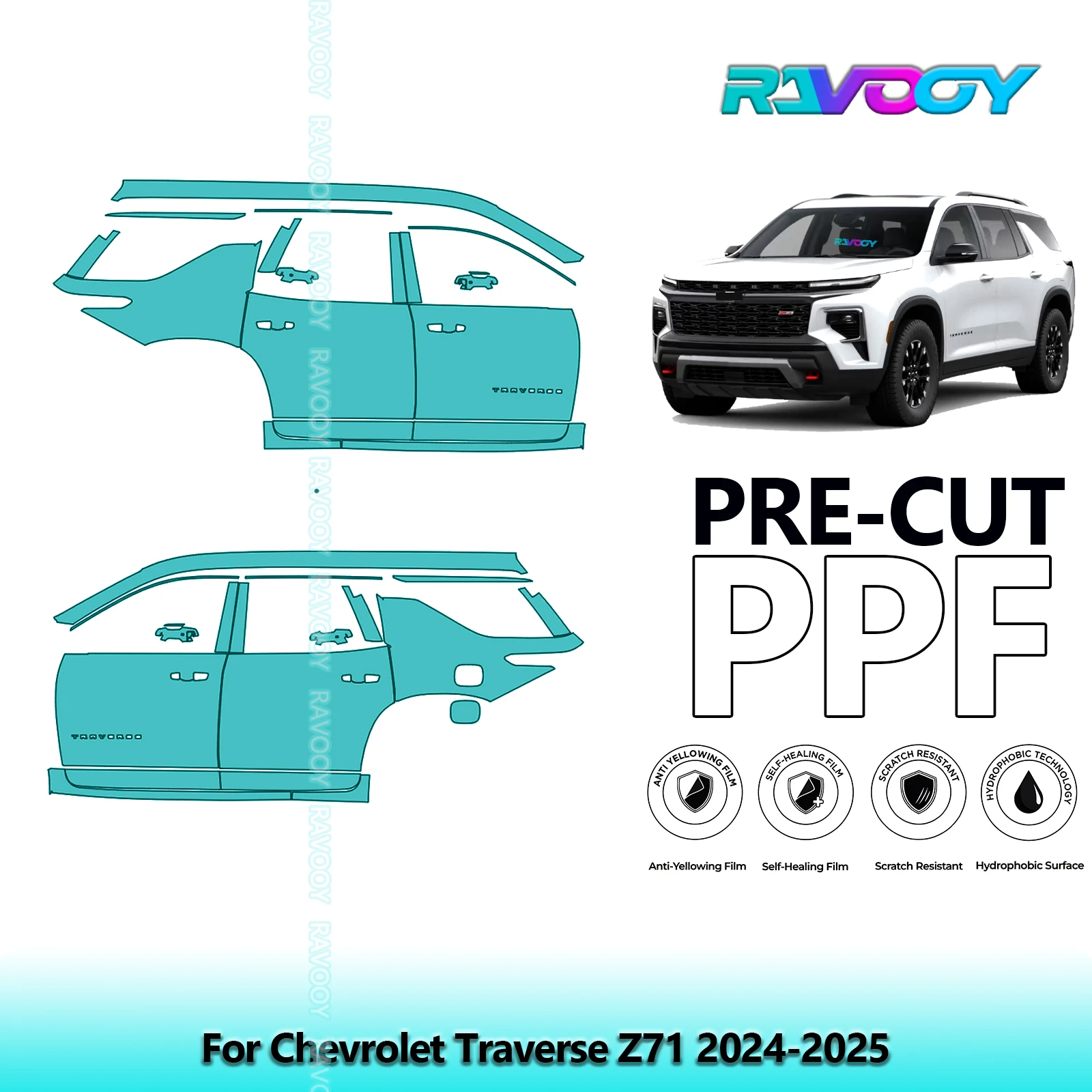 For Chevrolet Traverse Z71 2024-2025 8.5mil Clear Matte Pre-Cut PPF Door & A/B Pillar Kit TPU Paint Protection Film Set
For Chevrolet Traverse Z71 2024-2025 8.5mil Clear Matte Pre-Cut PPF Door & A/B Pillar Kit TPU Paint Protection Film Set