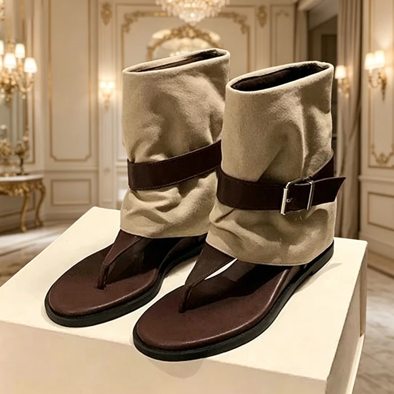 Aneikeh Flip Flop Ankle Boots Suede Buckle Strap Flat Sandal Boots Summer Open Toe Casual Roman Shoes Foldable Tube Booties
Aneikeh Flip Flop Ankle Boots Suede Buckle Strap Flat Sandal Boots Summer Open Toe Casual Roman Shoes Foldable Tube Booties