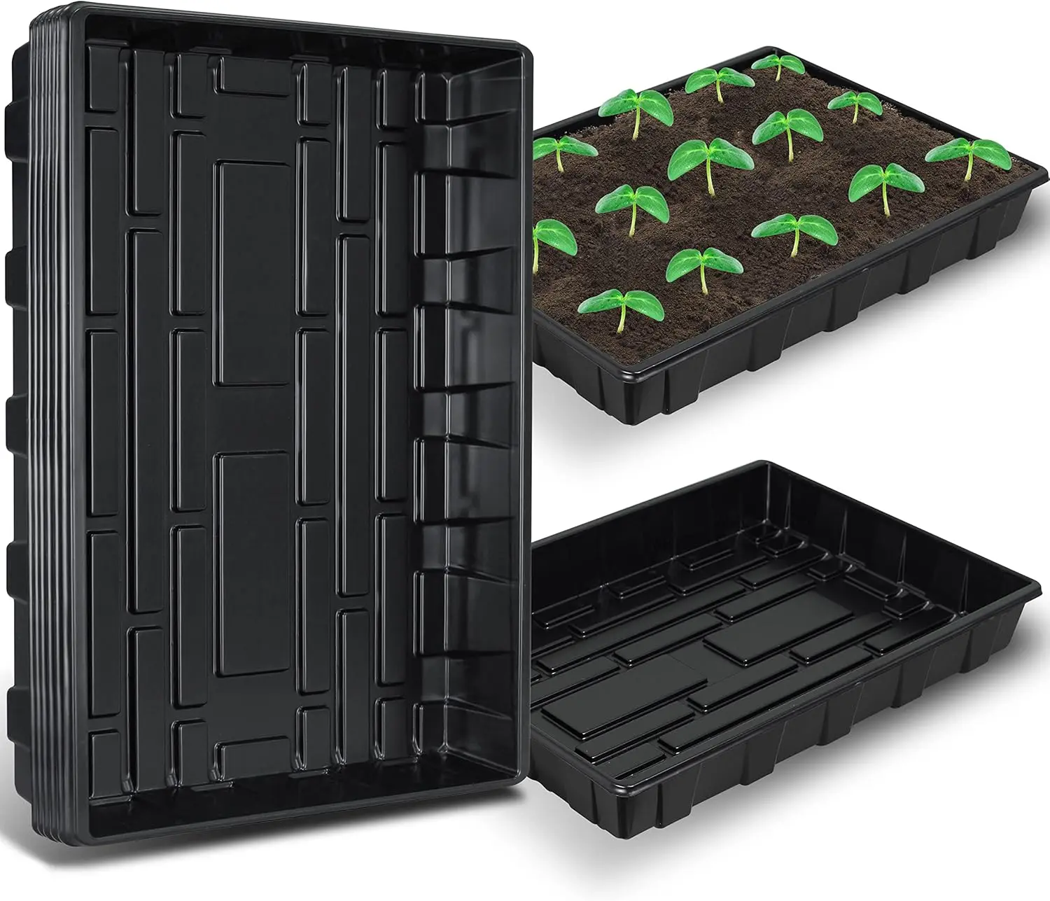 10 Pack Reusable Seed Trays for Indoor Gardening, Microgreens, and Greenhouse - No Drain Holes, 17.3" x 13"
10 Pack Reusable Seed Trays for Indoor Gardening, Microgreens, and Greenhouse - No Drain Holes, 17.3" x 13"
