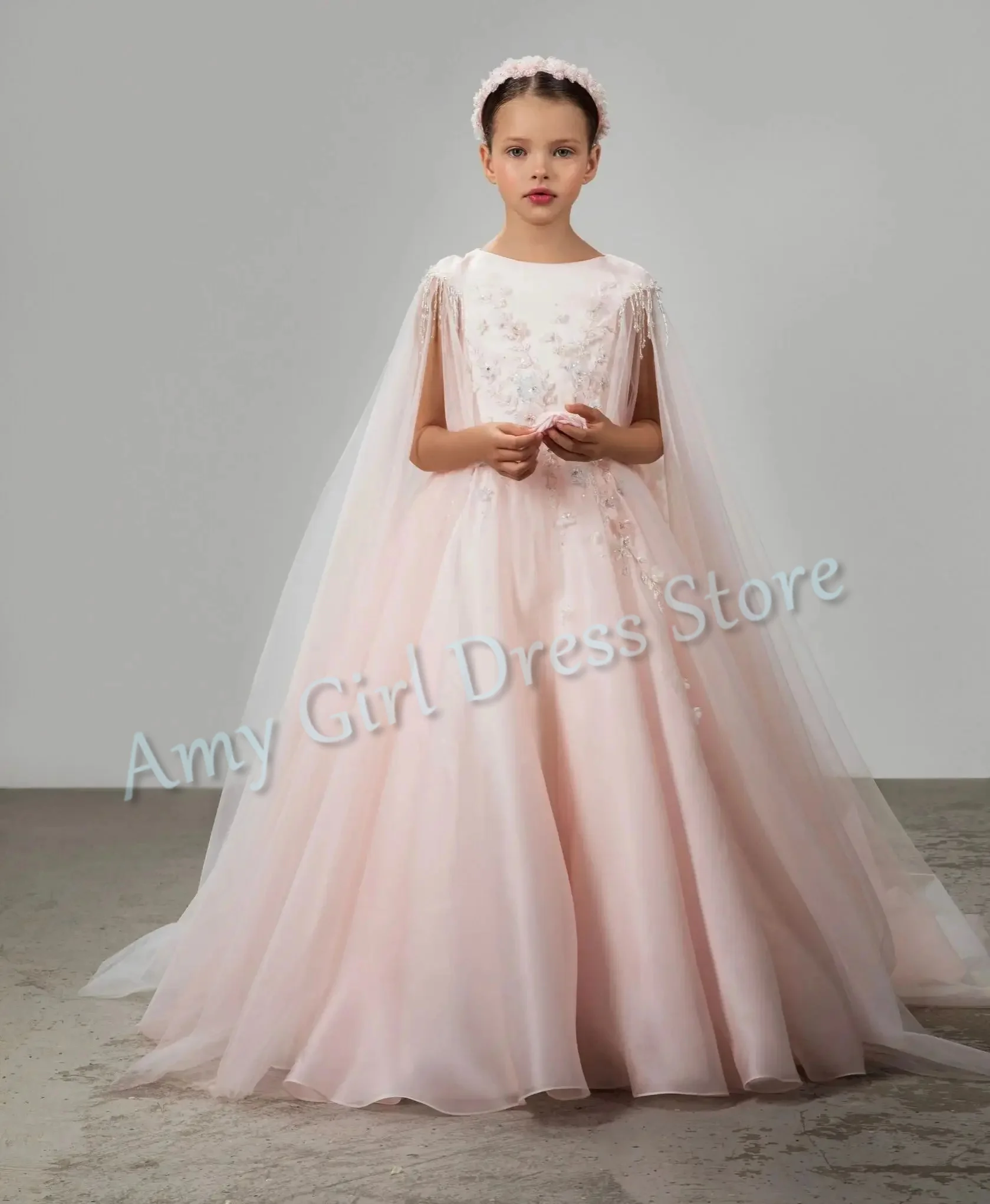 Customized Blush Pink Flower Girl Dress For Wedding Floral Appliques Shawl Tulle Gorgeous Princess First Communion Banquet Gown
Customized Blush Pink Flower Girl Dress For Wedding Floral Appliques Shawl Tulle Gorgeous Princess First Communion Banquet Gown