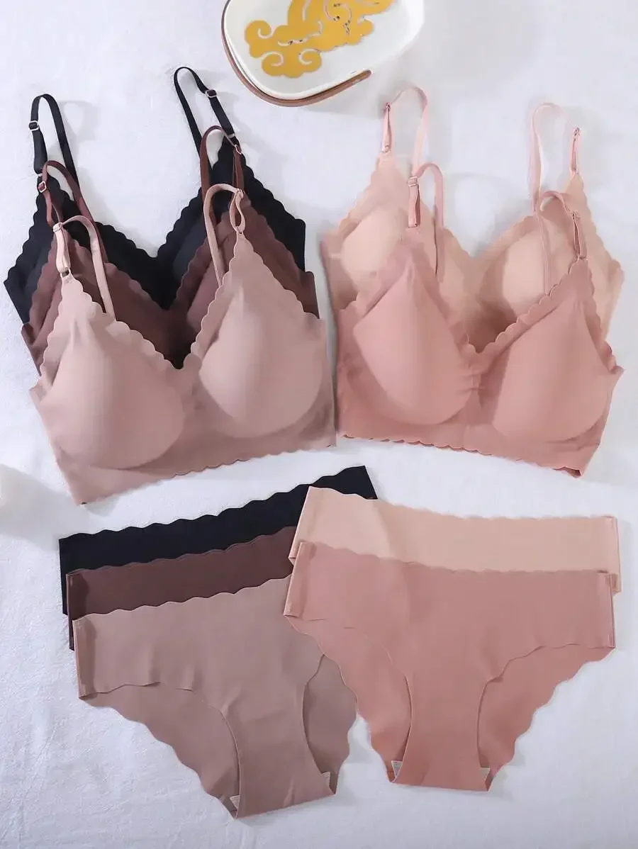 10pcs Seamless Wave Rim Bra And Brief Set For Women Comfortable Underwear
10pcs Seamless Wave Rim Bra And Brief Set For Women Comfortable Underwear