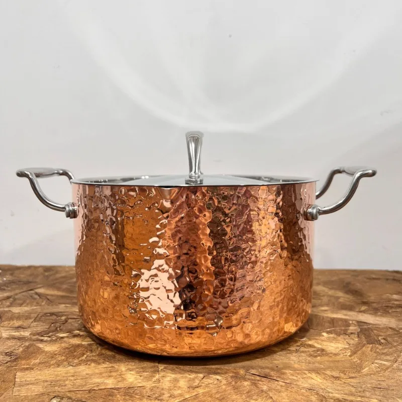 Textured Copper Double-Handle Soup Pot, 20x12cm Large Capacity Stew Pot, Universal Cookware for Induction/Stovetop Cooking
Textured Copper Double-Handle Soup Pot, 20x12cm Large Capacity Stew Pot, Universal Cookware for Induction/Stovetop Cooking