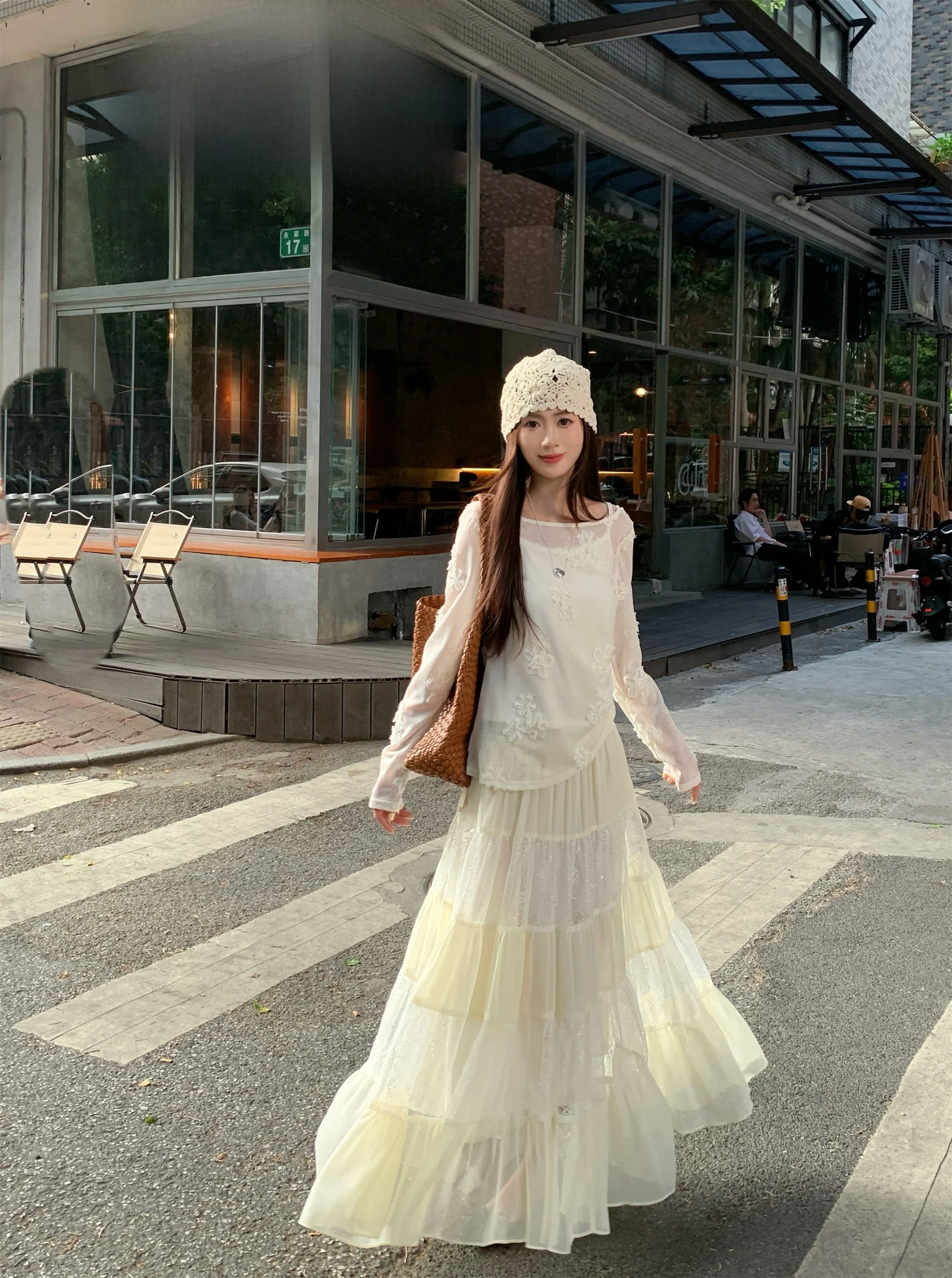 Kumikumi Summer Gentle Wind White Thin Long Sleeve T-Shirt Women's Mesh Splicing Skirt Long Dress Two-Piece Set
Kumikumi Summer Gentle Wind White Thin Long Sleeve T-Shirt Women's Mesh Splicing Skirt Long Dress Two-Piece Set