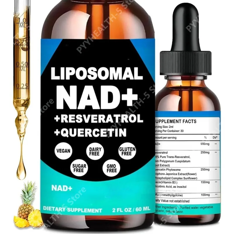Liposomal NAD+ Supplement with Resveratrol, Quercetin, and Vitamin B3 – Supports Healthy NAD+ Levels and Cellular Health – 60ml
Liposomal NAD+ Supplement with Resveratrol, Quercetin, and Vitamin B3 – Supports Healthy NAD+ Levels and Cellular Health – 60ml