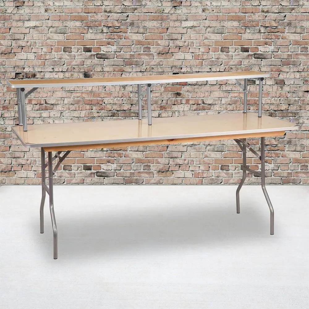 Amara 72 x 12 x 12 Birchwood Bar Top Riser with Folding Silver Legs, Wooden Foldable and Portable Riser for Event and Bar Table
Amara 72 x 12 x 12 Birchwood Bar Top Riser with Folding Silver Legs, Wooden Foldable and Portable Riser for Event and Bar Table