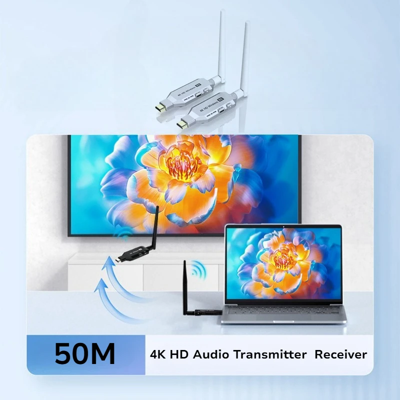 50M 4K HD Wireless Extender Video Transmitter Receiver Display Adapter Mirror for Camera Laptop To TV Monitor
50M 4K HD Wireless Extender Video Transmitter Receiver Display Adapter Mirror for Camera Laptop To TV Monitor