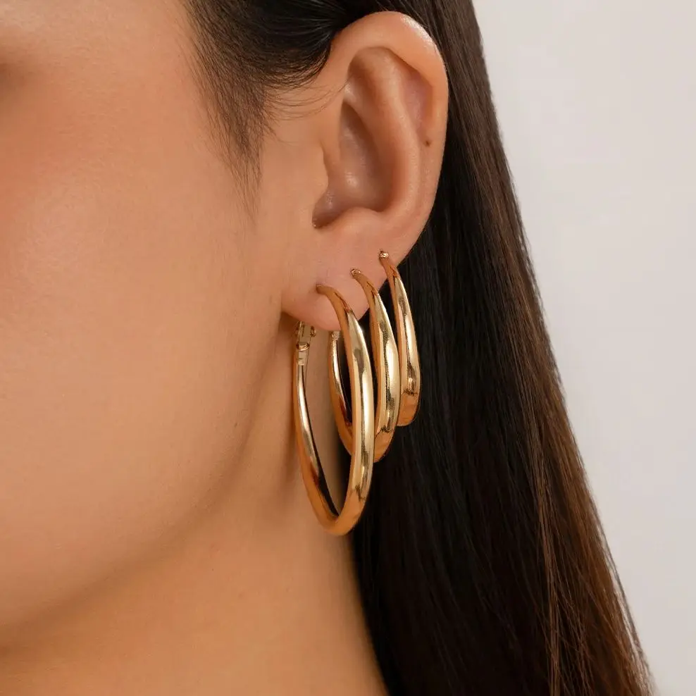 PuRui Classics 3Pcs Gold Color Piercing Hoop Earrings Korean Fashion Alloy Cartilage Piercing Earrings Daily Jewelry Accessories
PuRui Classics 3Pcs Gold Color Piercing Hoop Earrings Korean Fashion Alloy Cartilage Piercing Earrings Daily Jewelry Accessories