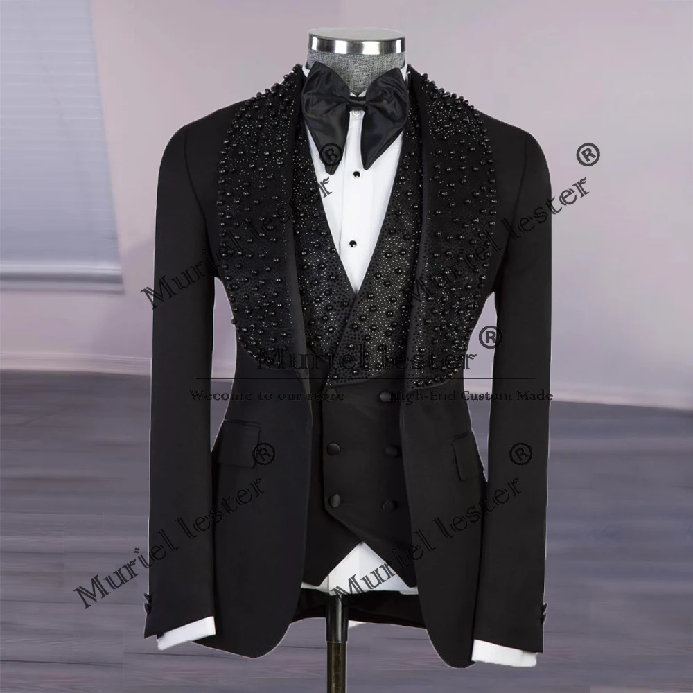 Luxury Groom Wedding Suits Formal Party Men Tuxedos Customized Crystals Beading Lapel Black Jacket Vest Pants 3 Pieces Clothes
Luxury Groom Wedding Suits Formal Party Men Tuxedos Customized Crystals Beading Lapel Black Jacket Vest Pants 3 Pieces Clothes