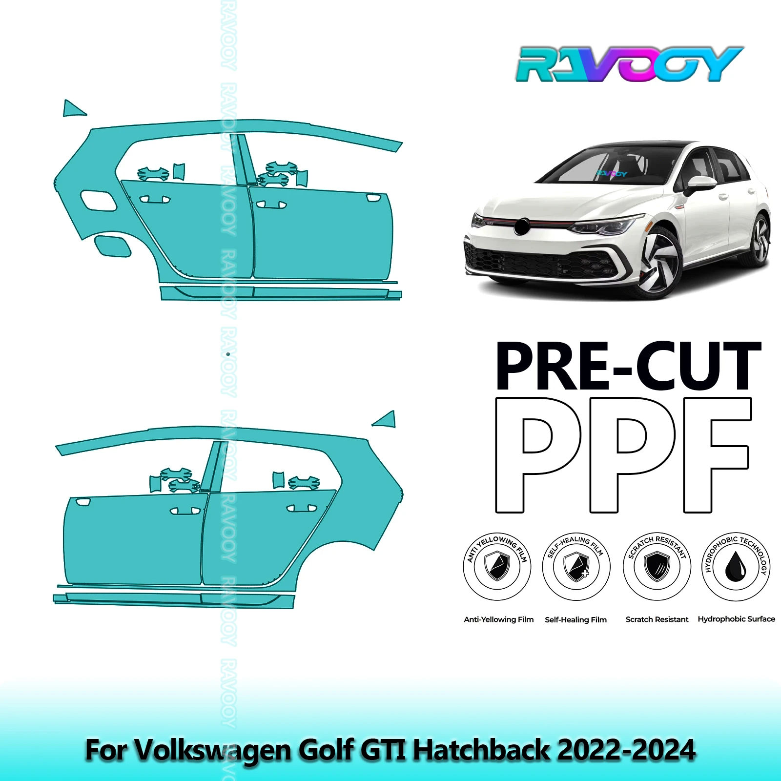 For Volkswagen Golf GTI Hatchback 2022-2024 8.5mil Clear Matte Pre-Cut PPF Door & A/B Pillar Kit TPU Paint Protection Film Set
For Volkswagen Golf GTI Hatchback 2022-2024 8.5mil Clear Matte Pre-Cut PPF Door & A/B Pillar Kit TPU Paint Protection Film Set