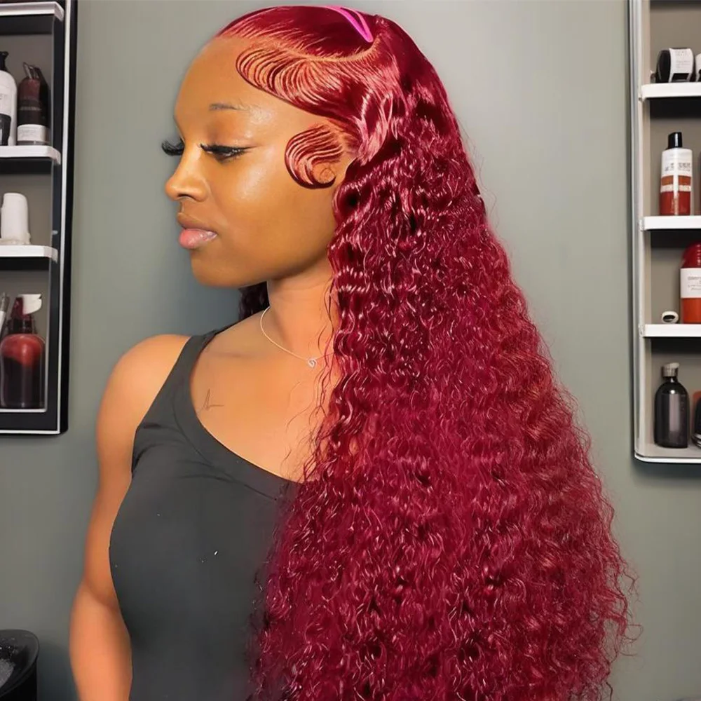 30 32 40 Inch Burgundy 99J Deep Wave Lace Front Human Hair Wig Colored Curly 13x4 13x6 Hd Lace Frontal Wigs Preplucked Brazilian 200 Density
30 32 40 Inch Burgundy 99J Deep Wave Lace Front Human Hair Wig Colored Curly 13x4 13x6 Hd Lace Frontal Wigs Preplucked Brazilian 200 Density