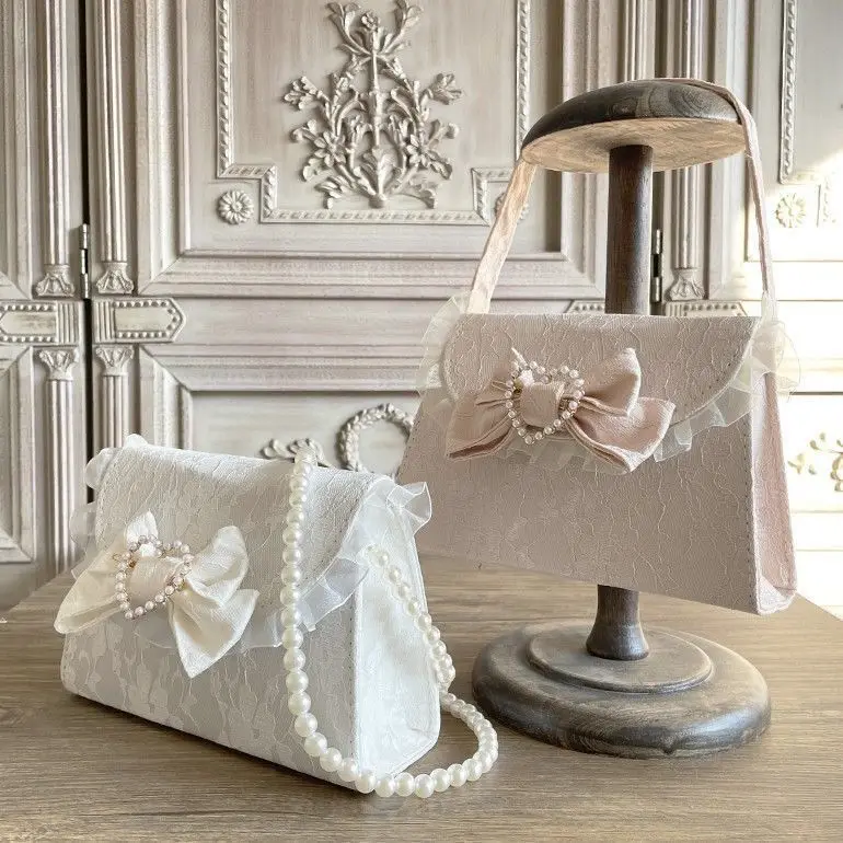 Women Bag Lace Bow Lolita Lock Diamond Fashion Sweet Shoulder Pures and Bags Crossbody Princess Bags
Women Bag Lace Bow Lolita Lock Diamond Fashion Sweet Shoulder Pures and Bags Crossbody Princess Bags