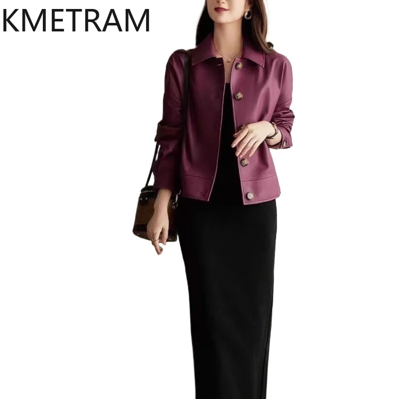 KMETRAM Genuine Sheepskin Leather Jacket Woman Fashion Purple Short Coat Real Leather Jackets Autumn Women Clothes 2026 jaqueta
KMETRAM Genuine Sheepskin Leather Jacket Woman Fashion Purple Short Coat Real Leather Jackets Autumn Women Clothes 2026 jaqueta