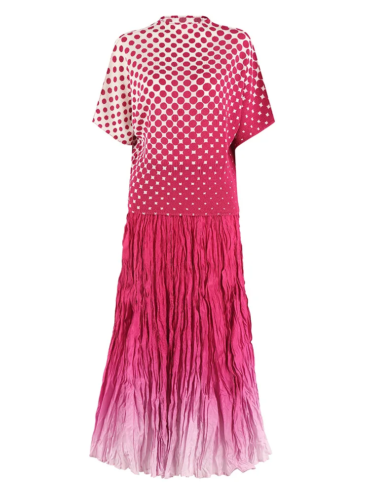 Wrinkle Gradient Color Slimming Suit Women's Handmade Pleated Loose Round Neck Pullover Top High Waist Messy Pleated Half Skirt
Wrinkle Gradient Color Slimming Suit Women's Handmade Pleated Loose Round Neck Pullover Top High Waist Messy Pleated Half Skirt