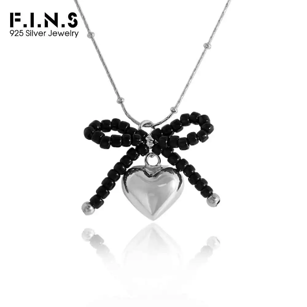 F.I.N.S Handmade Black Agate Bead Bow S925 Sterling Silver Necklace Heart-Shaped Pendants For Women Fashion Fine Jewellery Gift
F.I.N.S Handmade Black Agate Bead Bow S925 Sterling Silver Necklace Heart-Shaped Pendants For Women Fashion Fine Jewellery Gift