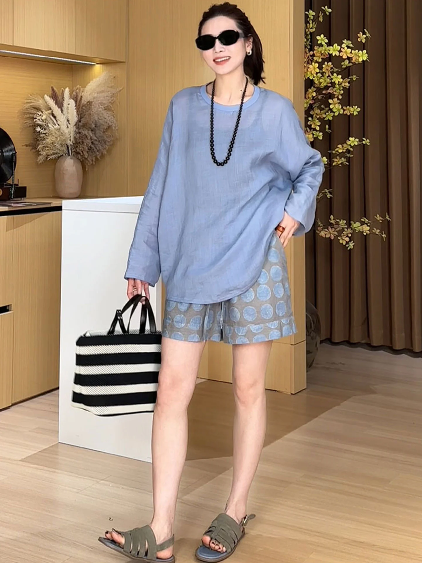 Ele Lightweight Comfortable Long Sve round Ne Pullover Skin-friendly Summer Top Pure Color Commute Korean Sle
Ele Lightweight Comfortable Long Sve round Ne Pullover Skin-friendly Summer Top Pure Color Commute Korean Sle