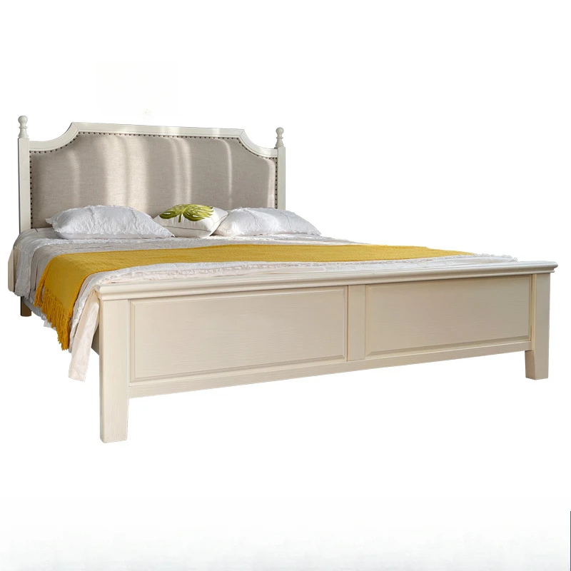 White simple American bed, solid wood fabric soft bag backrest bed, thickened silent high box bed
White simple American bed, solid wood fabric soft bag backrest bed, thickened silent high box bed