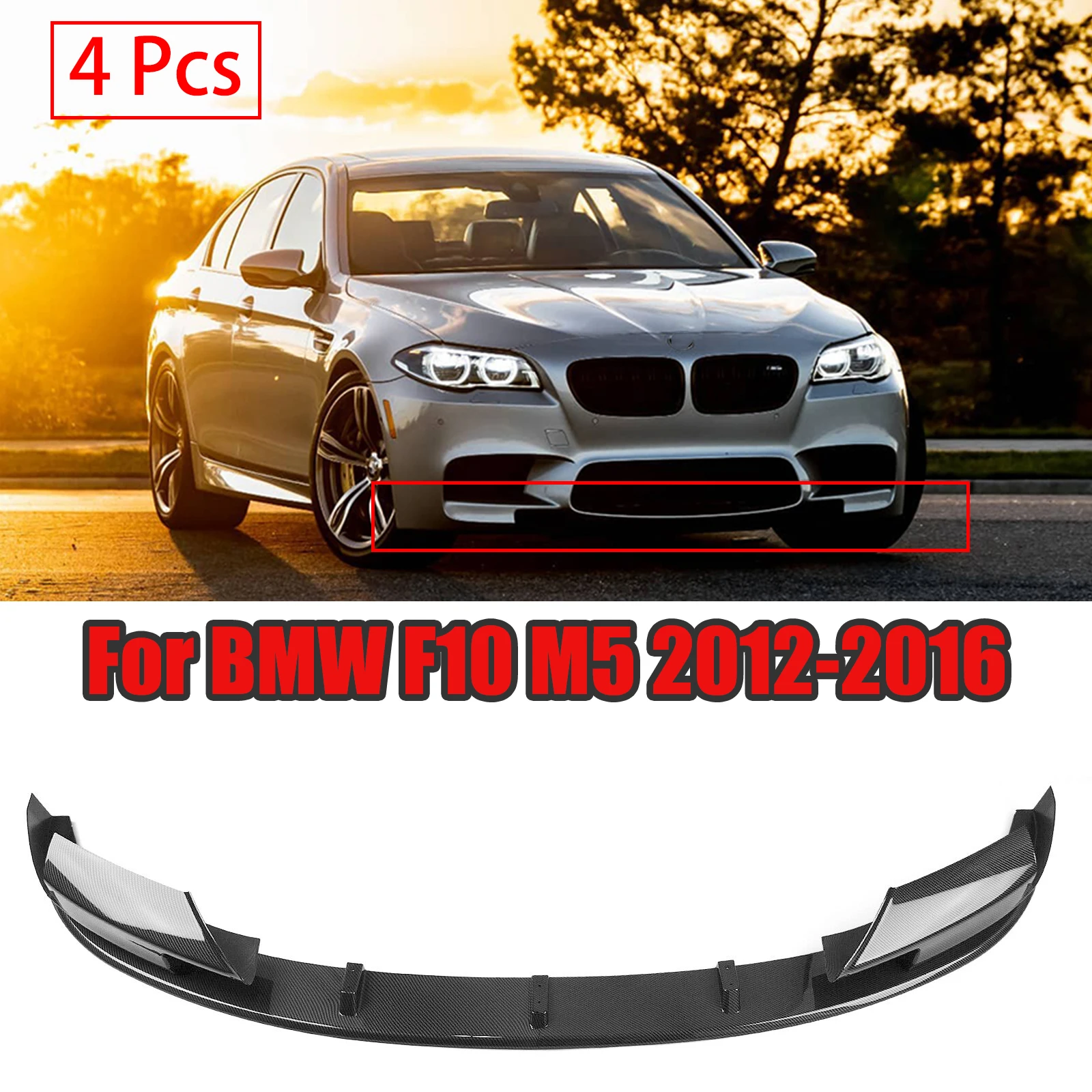 4Pcs Front Bumper Spoiler Lip For BMW F10 M5 2012-2016 Side Splitter Diffuser Guide Plate Glossy Black Carbon Fiber Look
4Pcs Front Bumper Spoiler Lip For BMW F10 M5 2012-2016 Side Splitter Diffuser Guide Plate Glossy Black Carbon Fiber Look