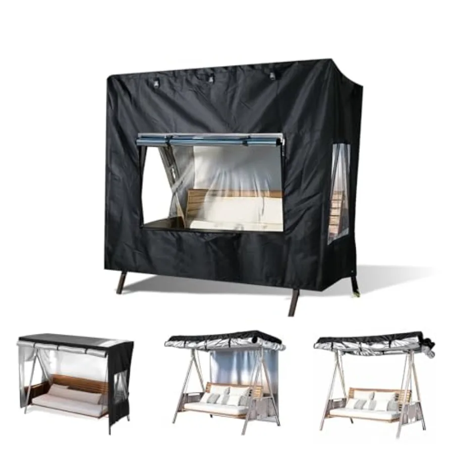 Outdoor Swing Cover with Windows Waterproof Patio Swing Chair Cover Heavy Duty 420D Oxford Cloth Roll Up Front and Side Panels
Outdoor Swing Cover with Windows Waterproof Patio Swing Chair Cover Heavy Duty 420D Oxford Cloth Roll Up Front and Side Panels