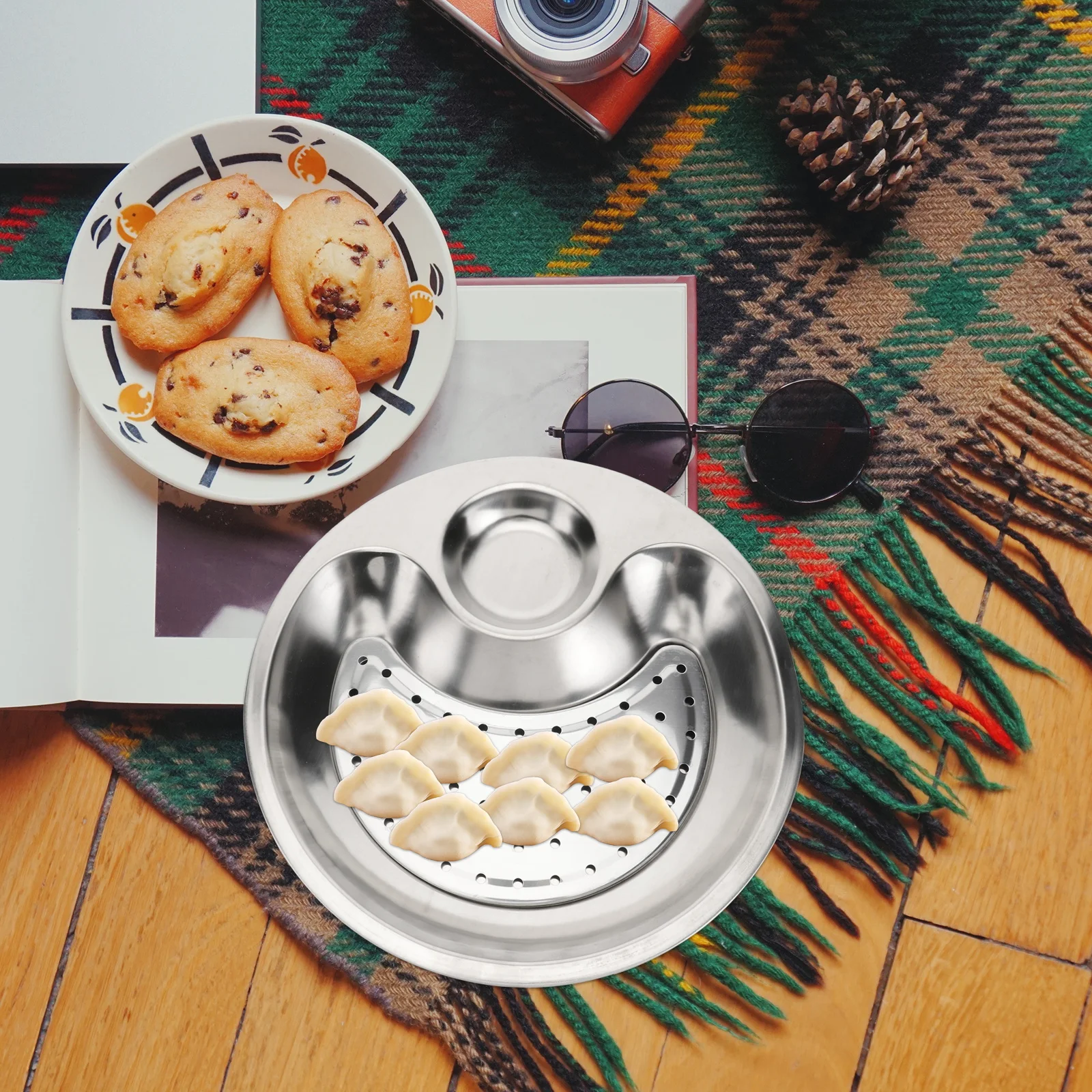 Stainless Steel Dumpling Tray Anti-skid Dinner Plate with Dipping Saucer Serving Dishes Household Removable Drain Dumplings
Stainless Steel Dumpling Tray Anti-skid Dinner Plate with Dipping Saucer Serving Dishes Household Removable Drain Dumplings