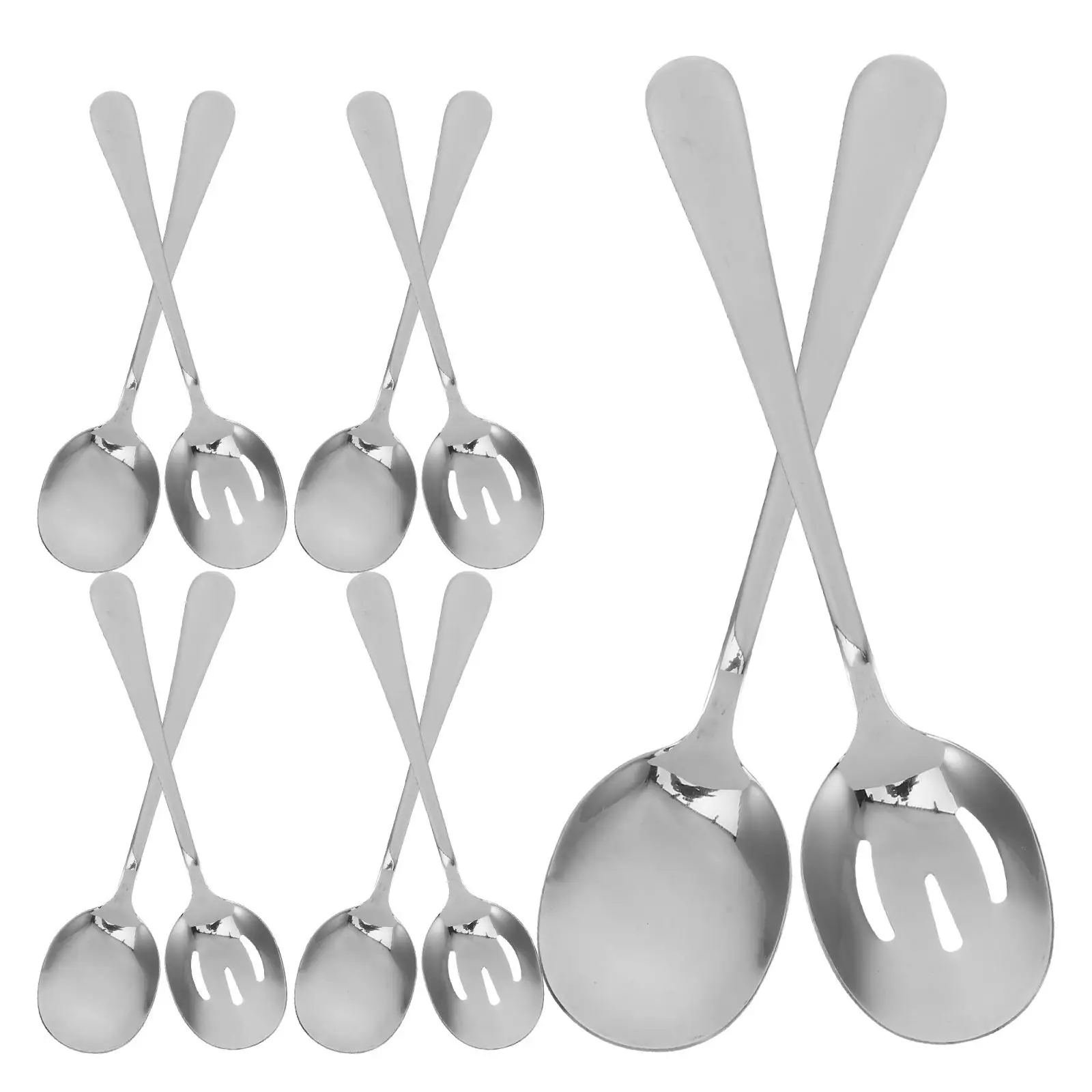 10 Piece Serving Spoon Set Stainless Steel Buffet Utensils Slotted Spoons Cooking Tools Elegant Design Easy Clean
10 Piece Serving Spoon Set Stainless Steel Buffet Utensils Slotted Spoons Cooking Tools Elegant Design Easy Clean